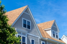 outside view of an insulated house with a pitch roof